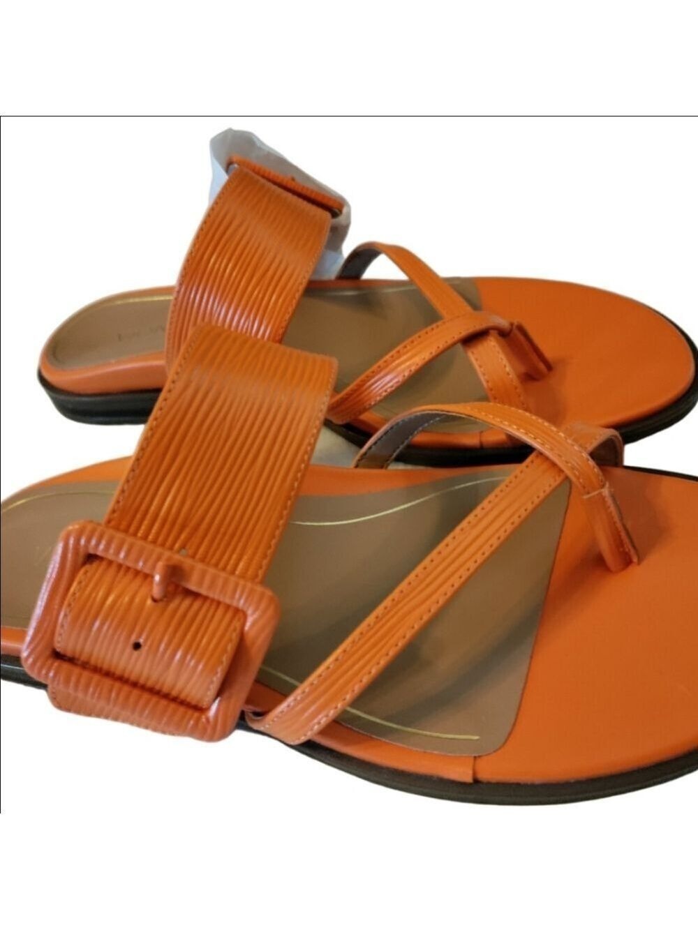 Vionic Julep Sandals Leather Orange Citrine Women's 7.5 Wide - Picture 3 of 4